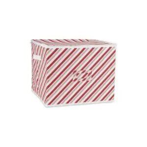 Red stripes Christmas Storage Containers Zippers w Dividers, Ornament NEW
